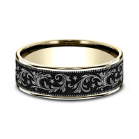 Benchmark® Golden Midnight Scroll Titanium Band