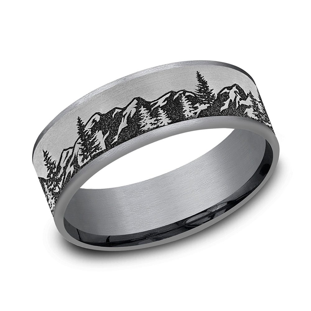 Benchmark® Mountain Silhouette Tantalum & Titanium Men's Band