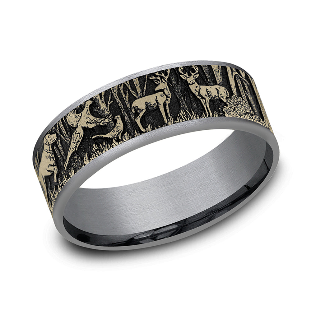 Benchmark® Forest Wildlife Tantalum Men's Band