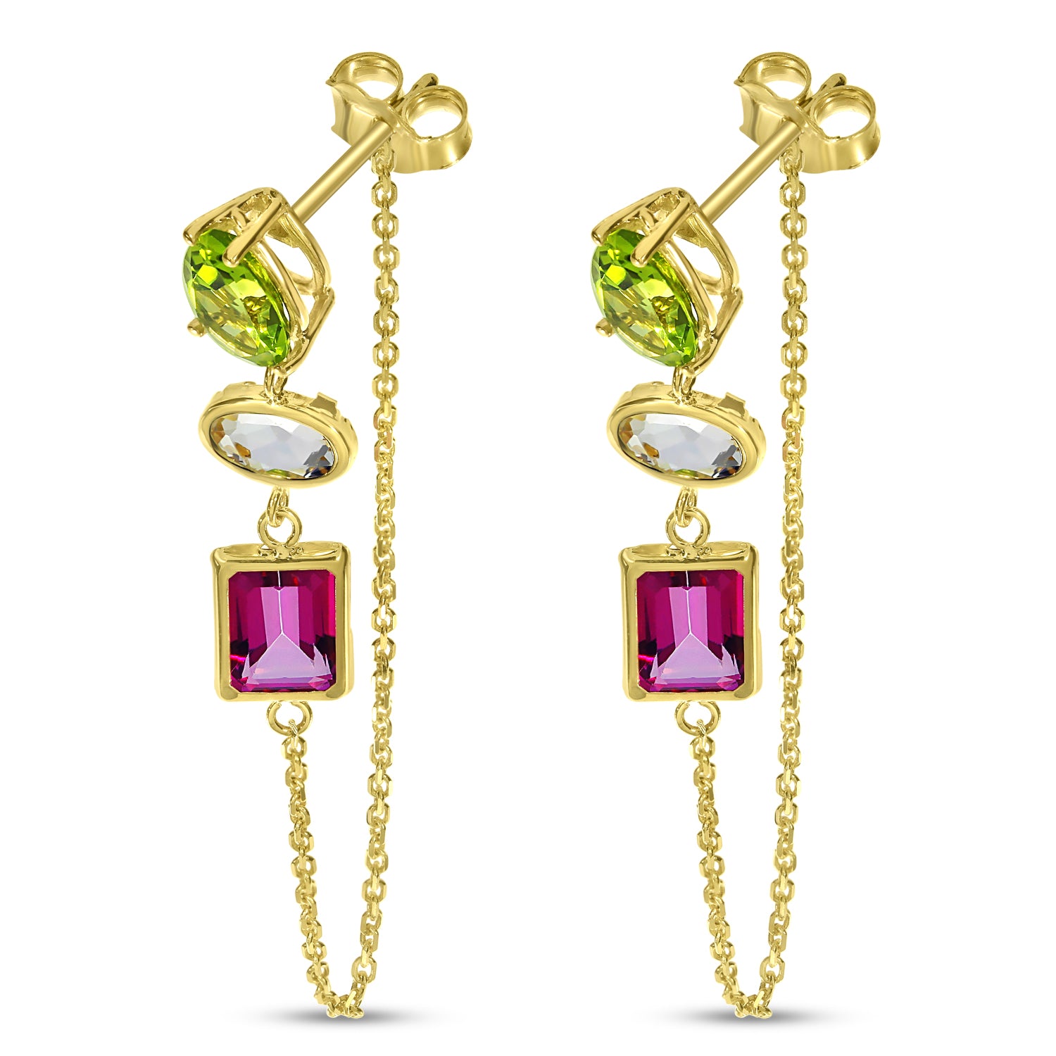 Carnival Gemstone Chain Earrings