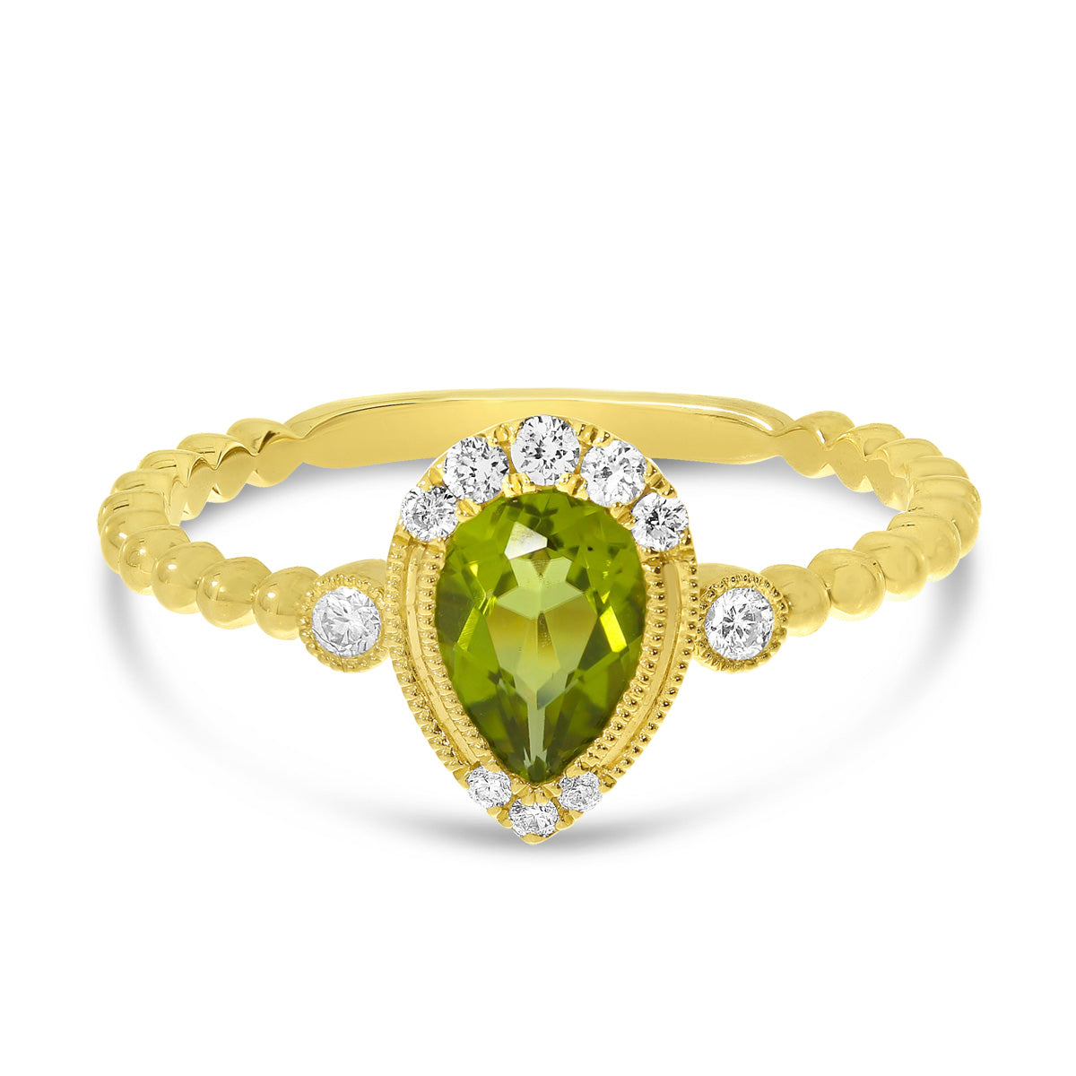Peridot Dewdrop Diamond Ring
