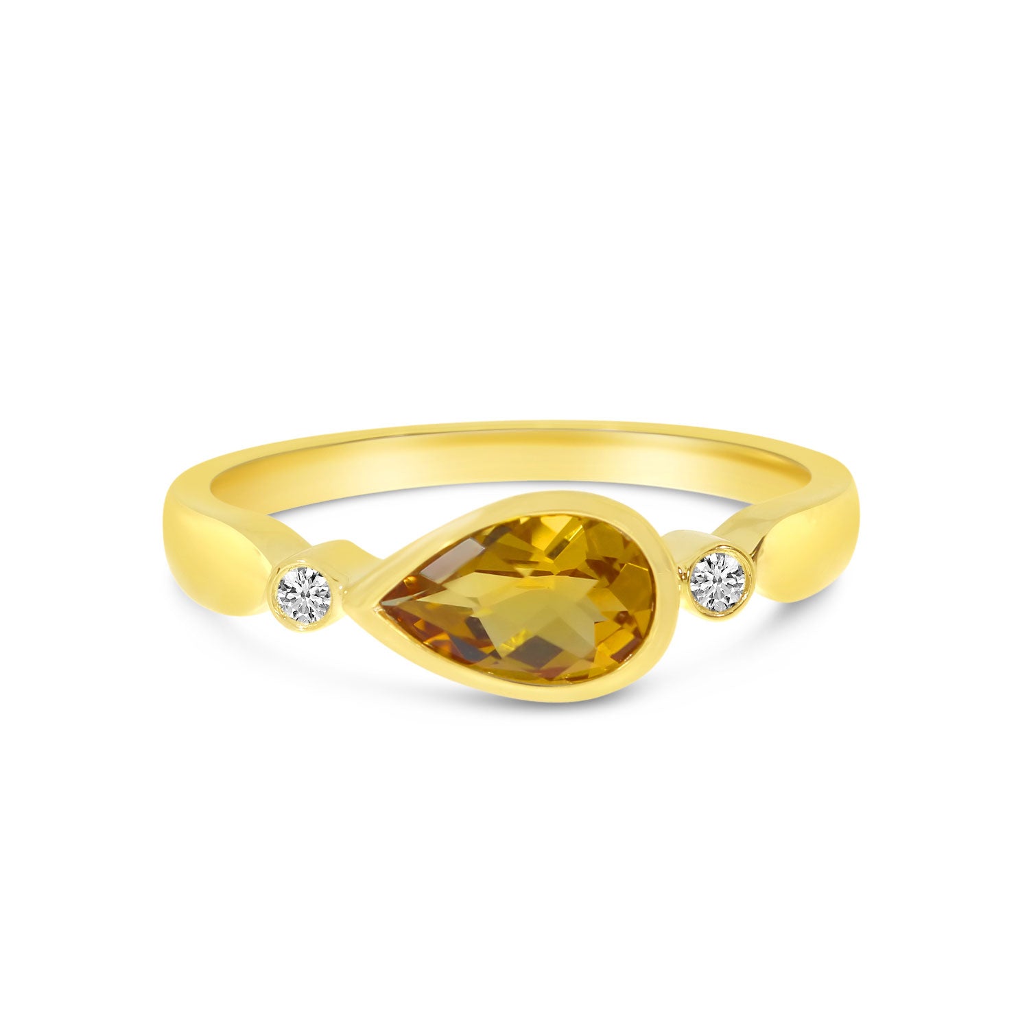 Golden Drop Citrine Diamond Ring