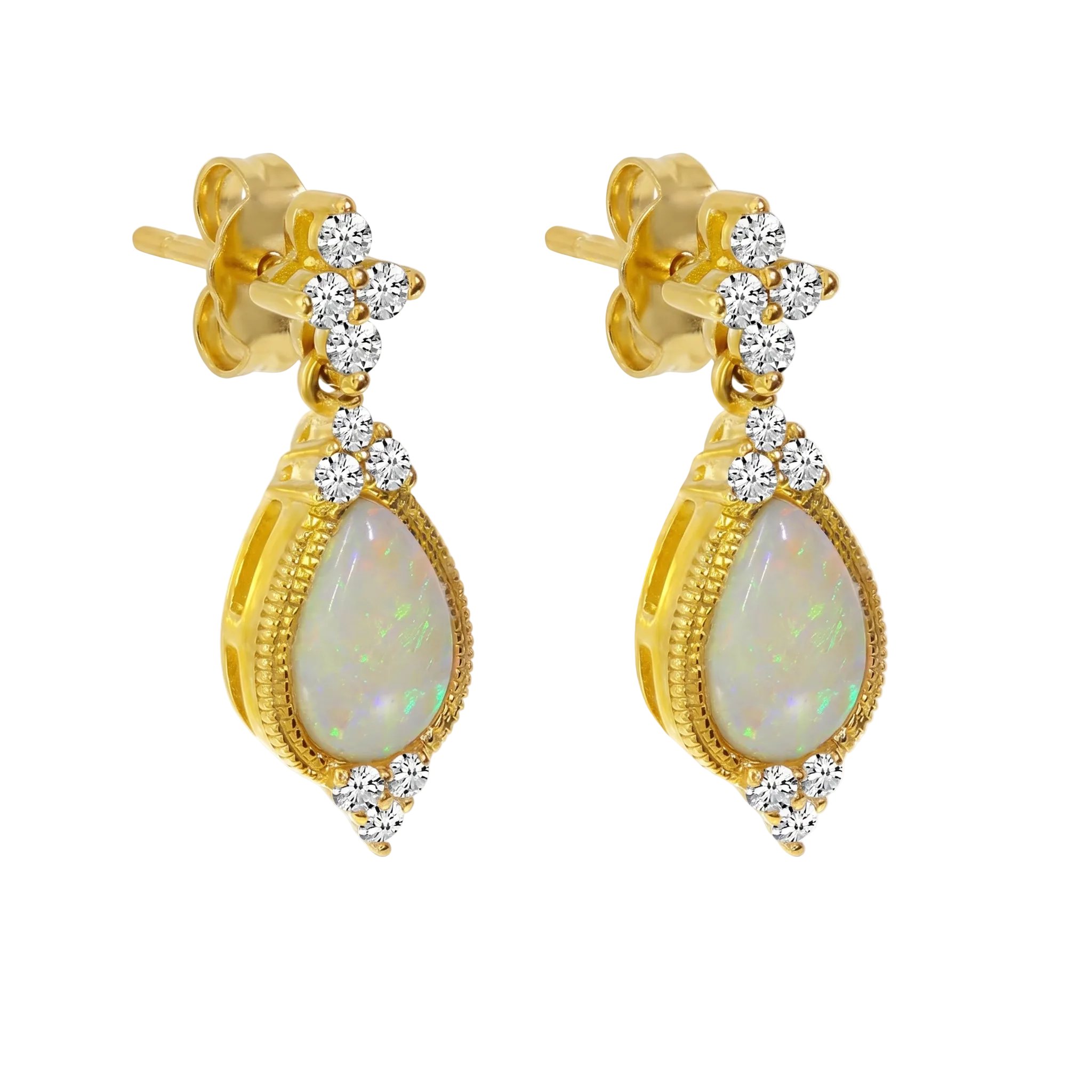 Golden Dew Opal Drop Earrings