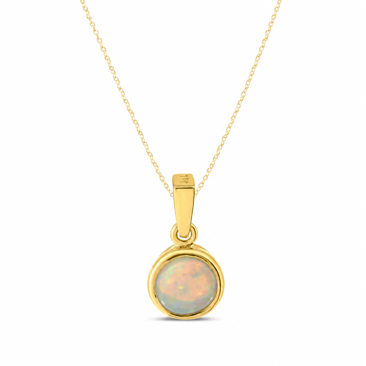 Golden Ember Opal Bezel Pendant