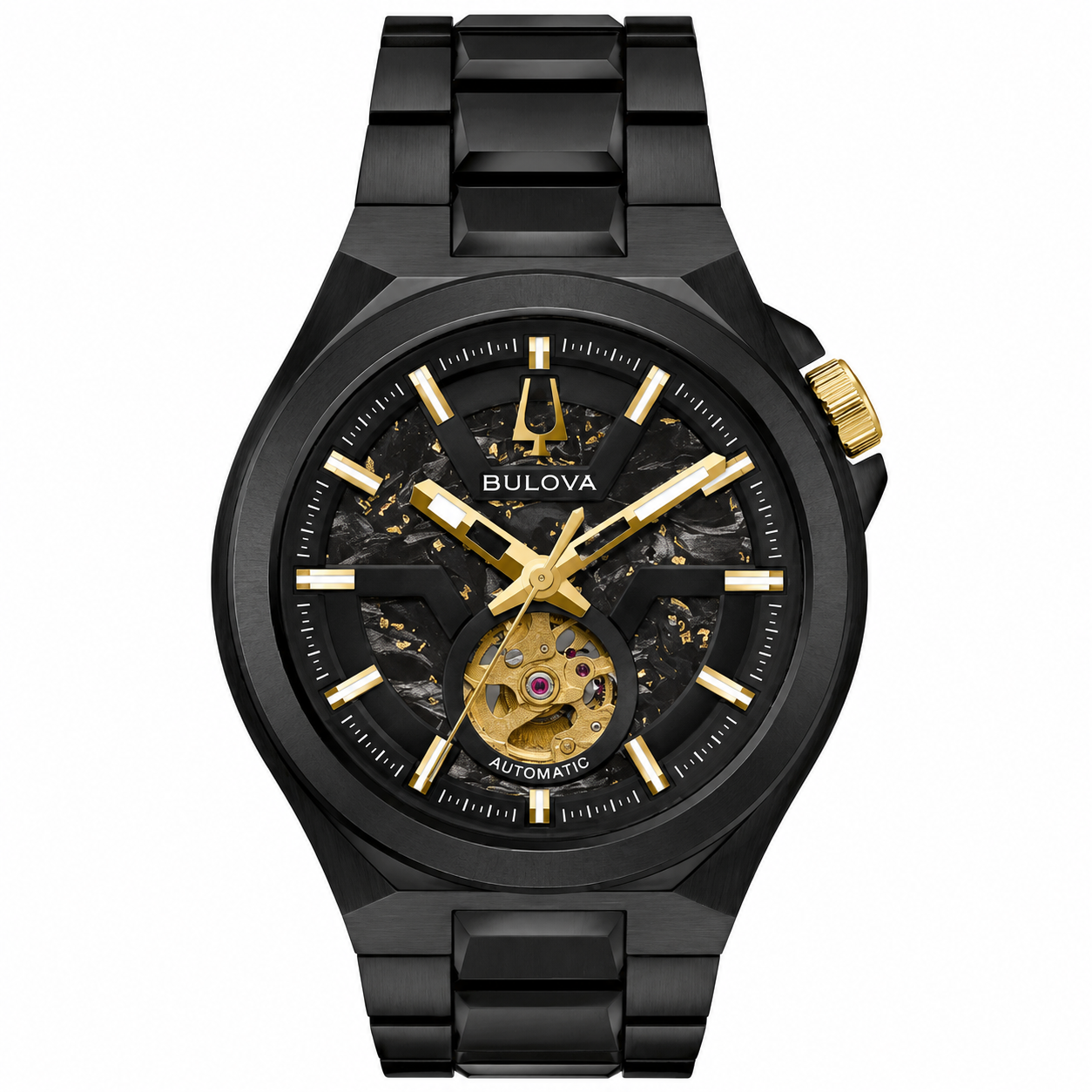 Bulova Black Skeleton Movement Maquina Men's Watch