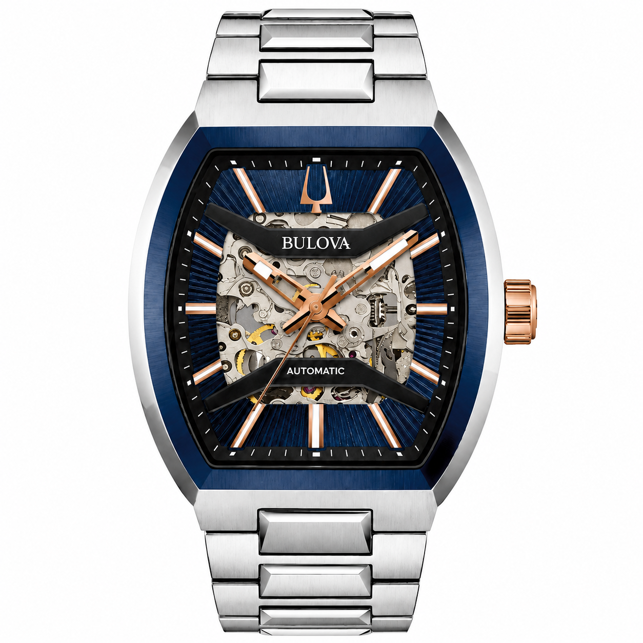 Bulova Blue Skeleton Movement Maquina Men's Watch