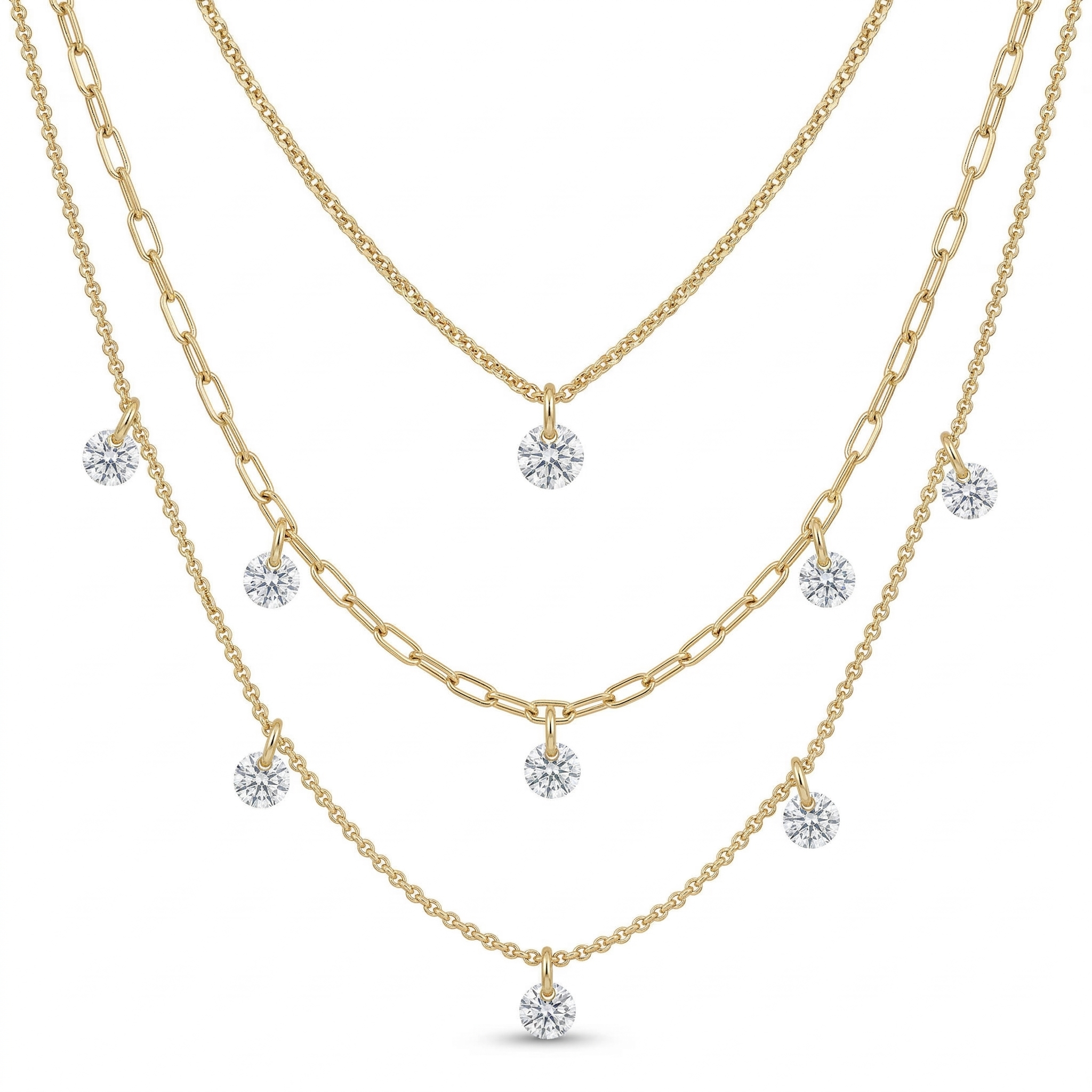 Diamond Trio Layered Necklace
