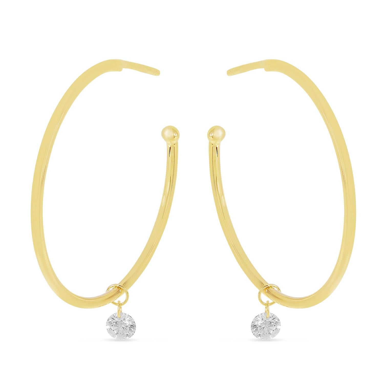 Dashing Diamond Drift Drop Hoop Earrings