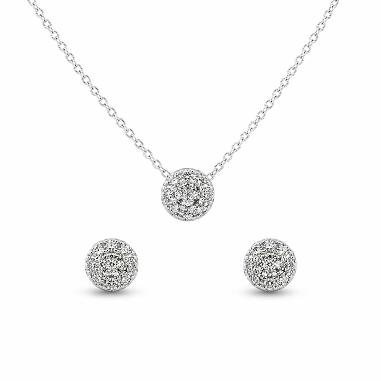 Radiant Cluster Diamond Pendant & Stud Earring Set