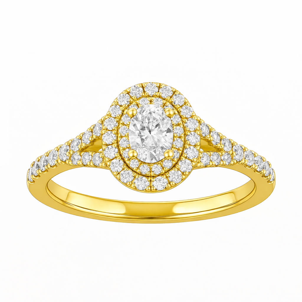Two Hearts® Golden Embrace Oval Diamond Engagement Ring