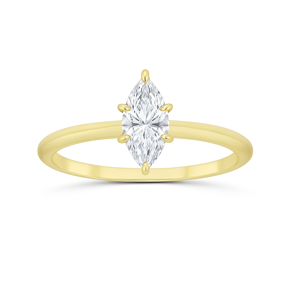 Golden Marquise Diamond Solitaire