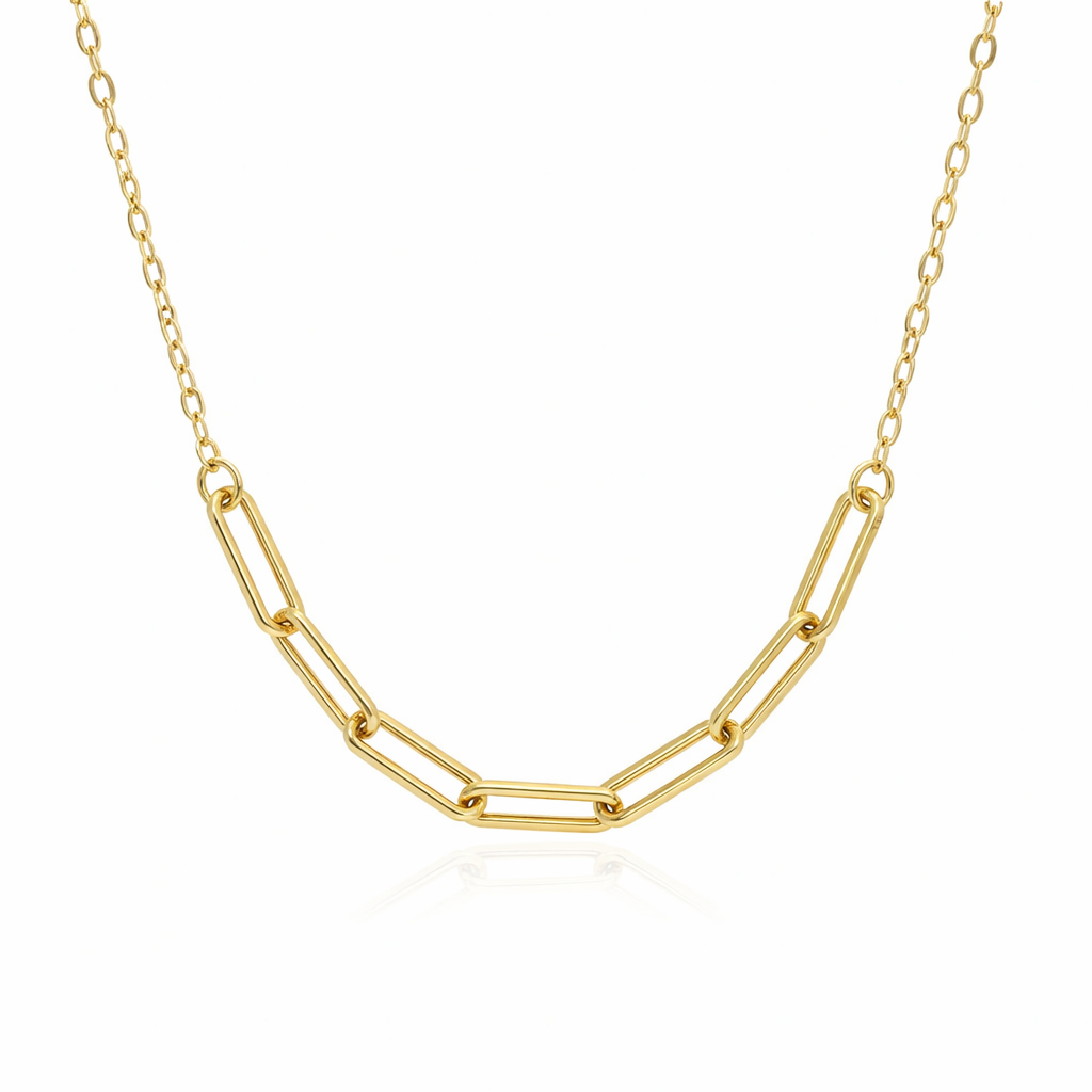 Golden Paperclip Link Necklace