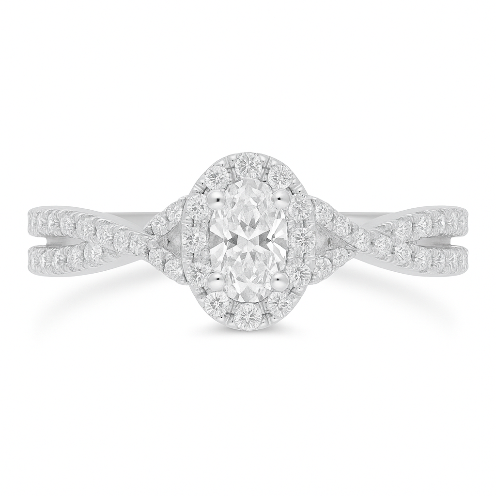 Two Hearts® Joined Path Oval Diamond Engagement Ring