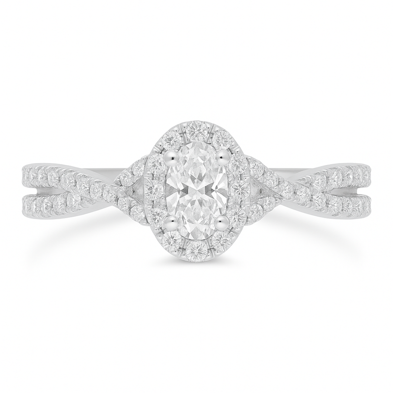 Two Hearts® Joined Path Oval Diamond Engagement Ring