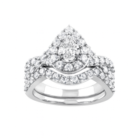 Two Hearts® Pear Light Halo Diamond Engagement Ring