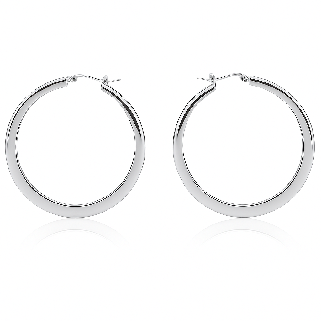 Silver Flatline Hoop Earrings
