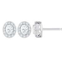 Iced Inferno Oval Halo Studs