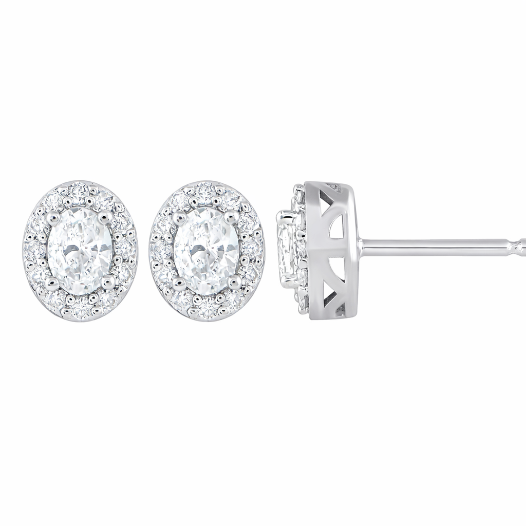 Iced Inferno Oval Halo Studs