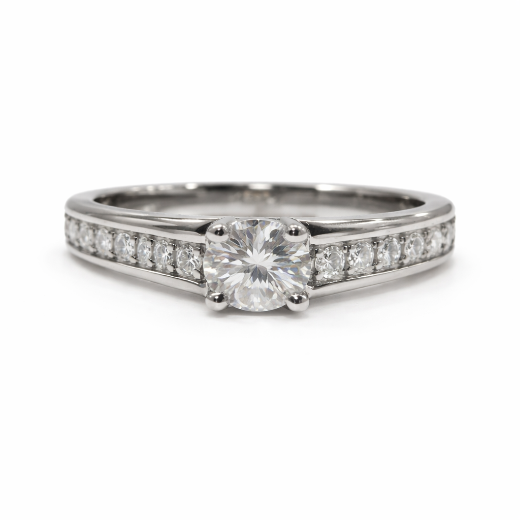 Quiet Crest Round Diamond Engagement Ring