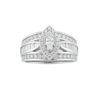 Two Hearts® Marquise Halo Diamond Engagement Ring