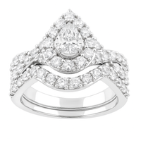 Two Hearts® Pear Light Halo Diamond Engagement Ring