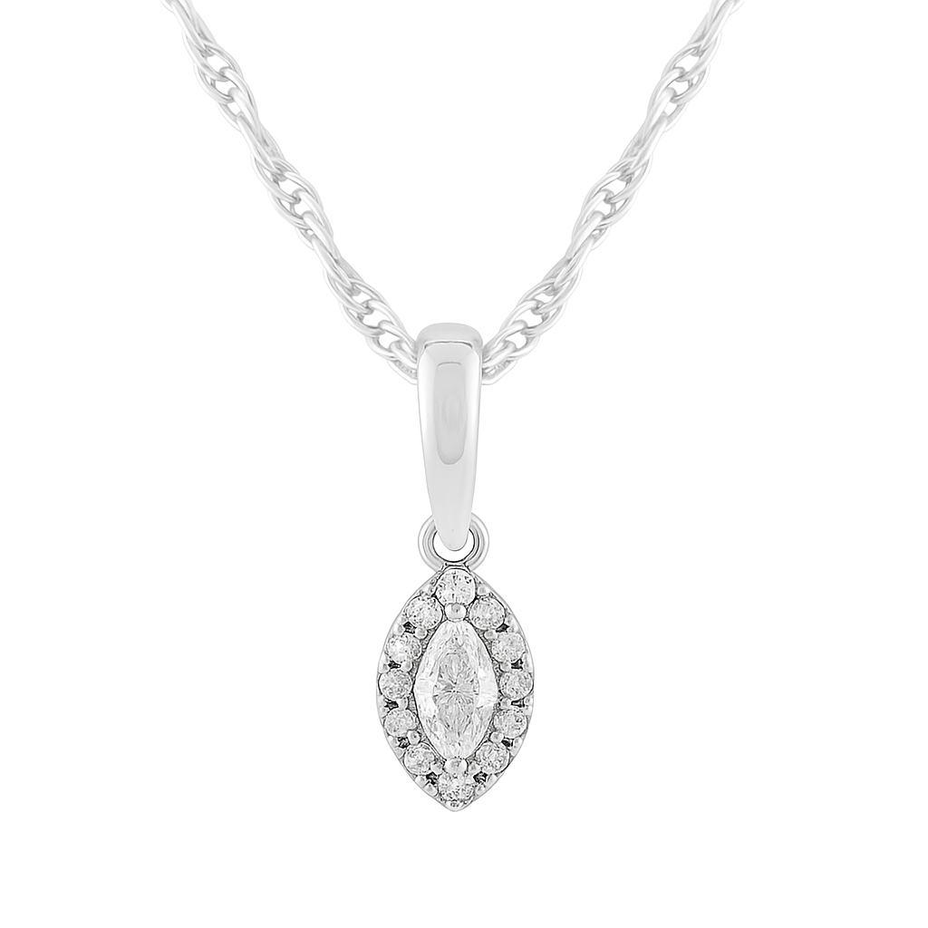 Iced Inferno Marquise Cut Halo Pendant