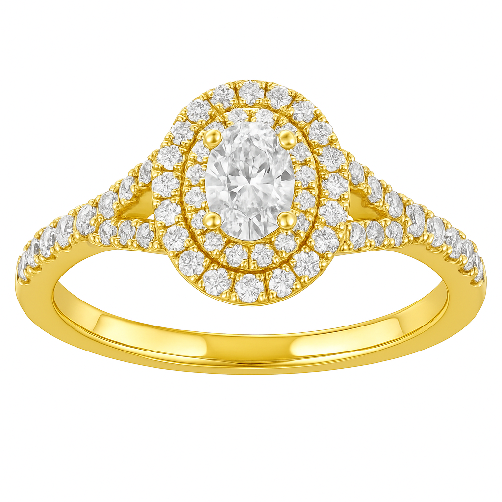 Two Hearts® Golden Embrace Oval Diamond Engagement Ring