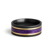 Heavy Stone® Purple Wood Pinstripe Zirconium Men's Band