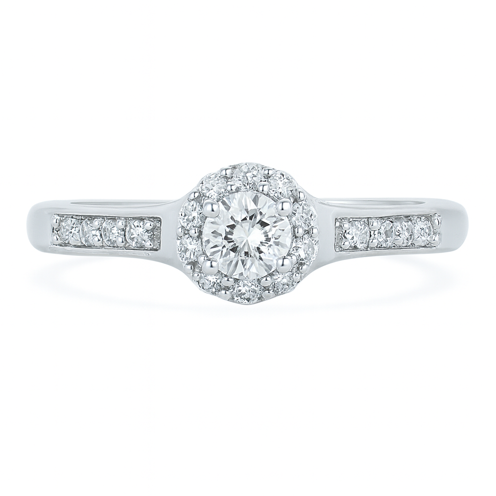 Two Hearts® Celestial Round Halo Engagement Ring