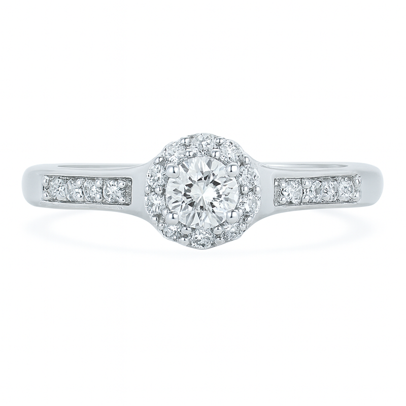 Two Hearts® Celestial Round Halo Engagement Ring