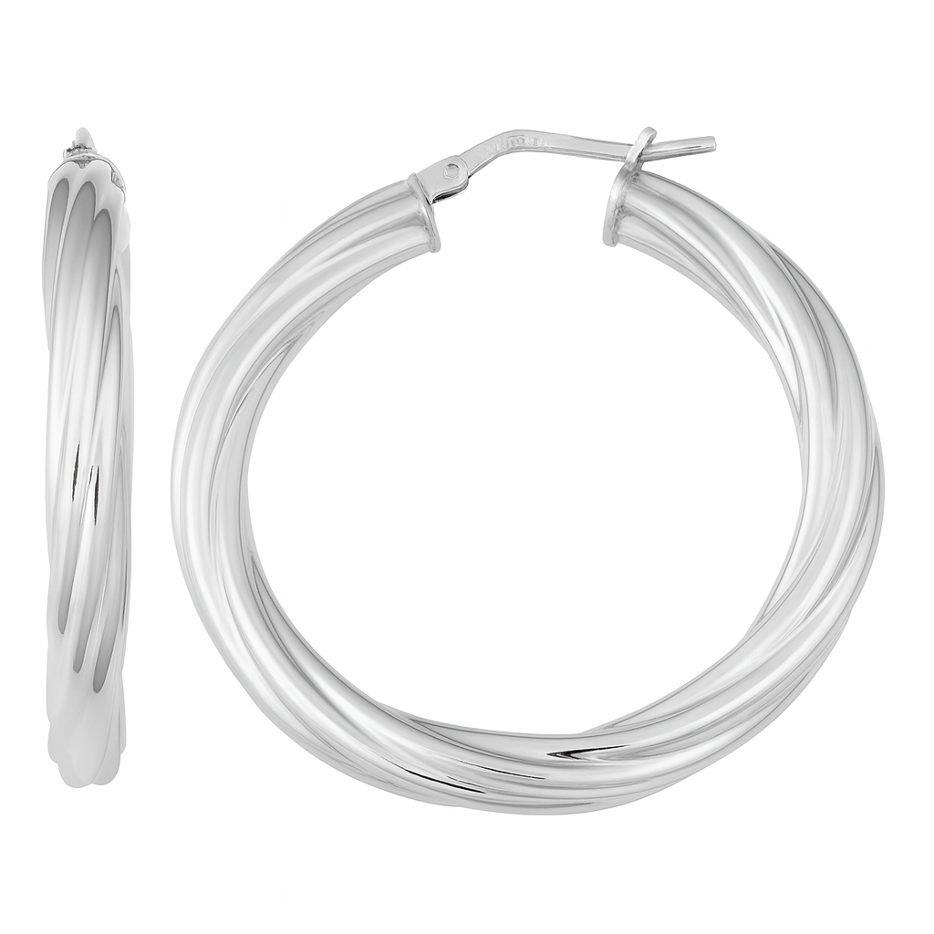 Silver Swirl Hoop Earrings