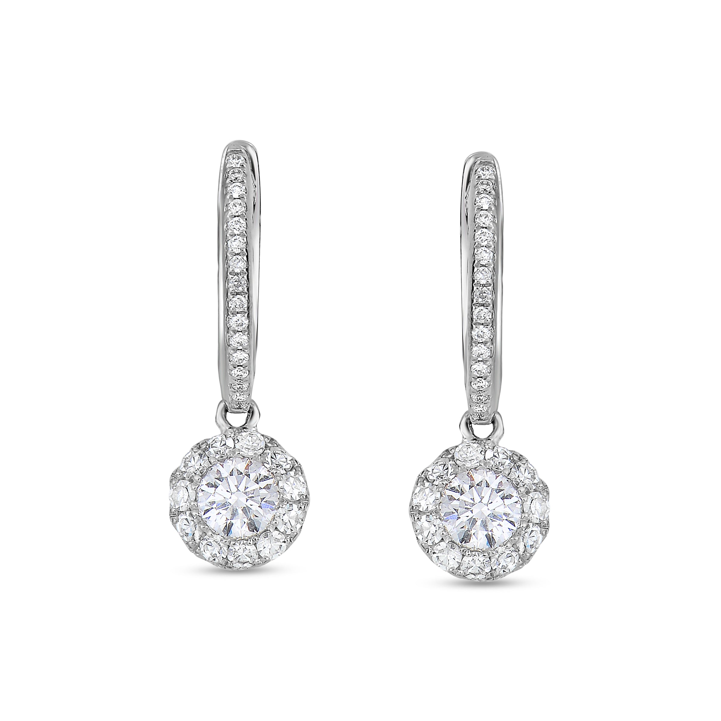 Diamond Halo Drop Earrings
