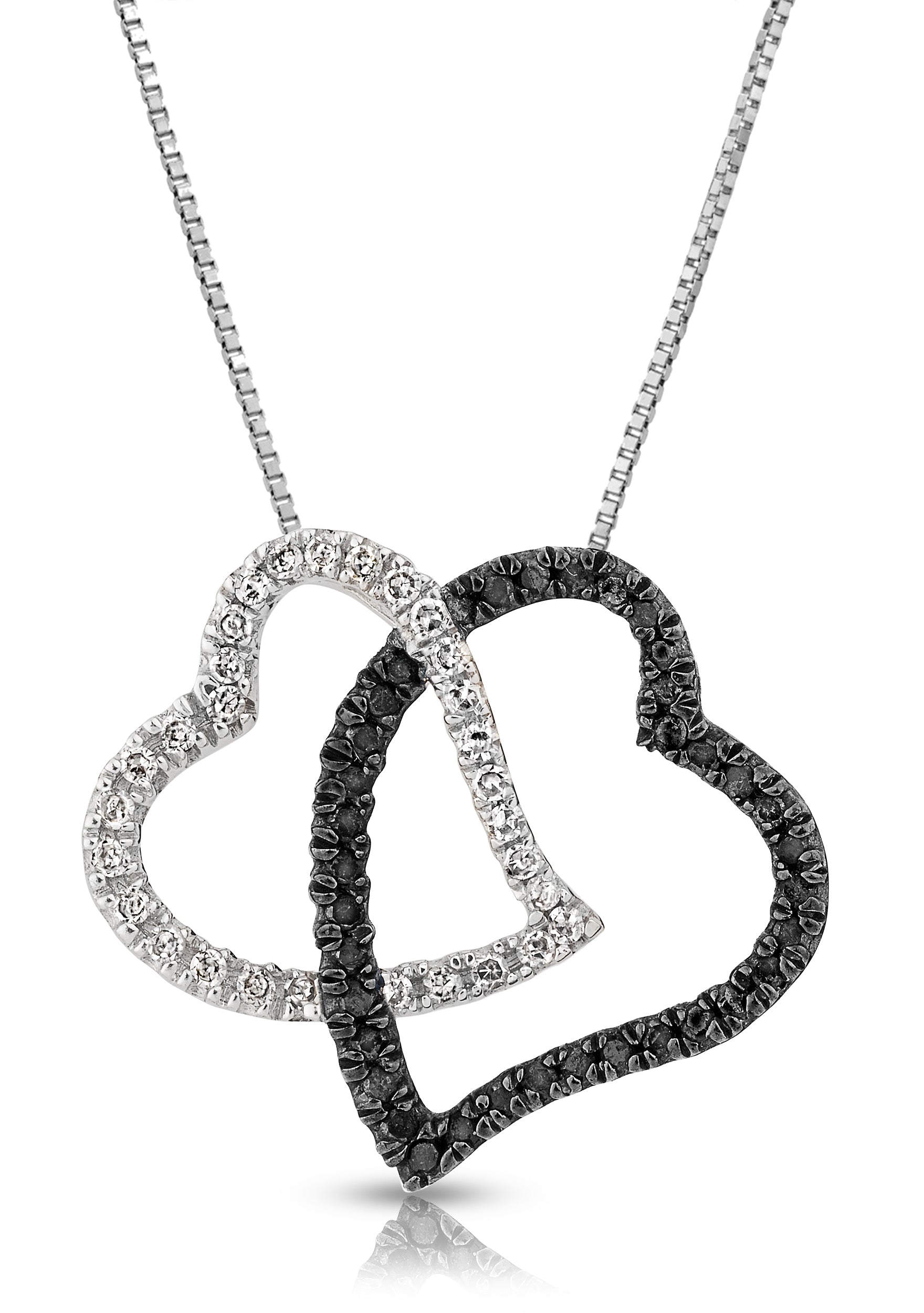 Locked Black & White Diamond Heart Pendant
