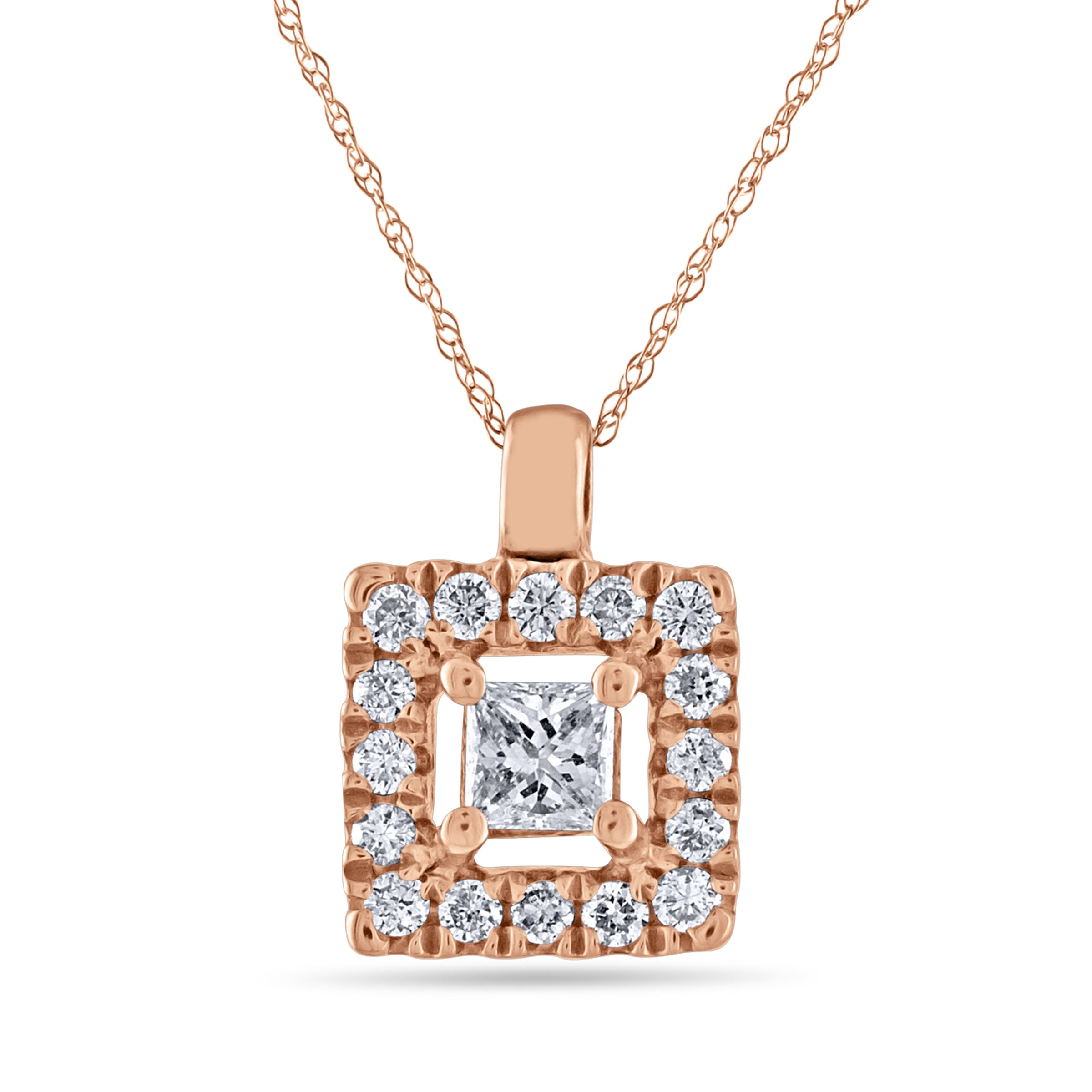 Square Halo Diamond Pendant