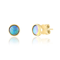 Sea Glass Opal Bezel Stud Earrings