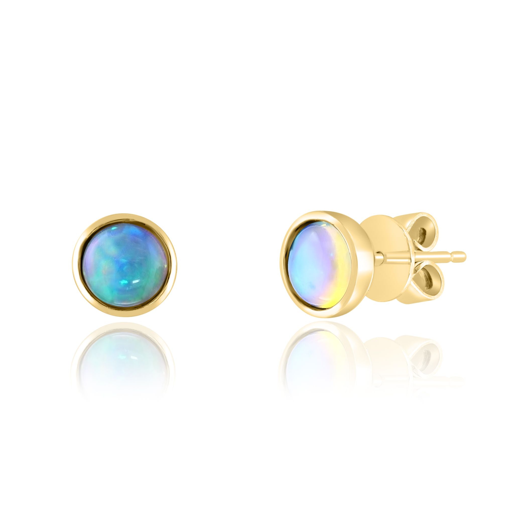 Sea Glass Opal Bezel Stud Earrings