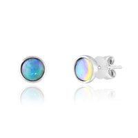 Sea Glass Opal Bezel Stud Earrings