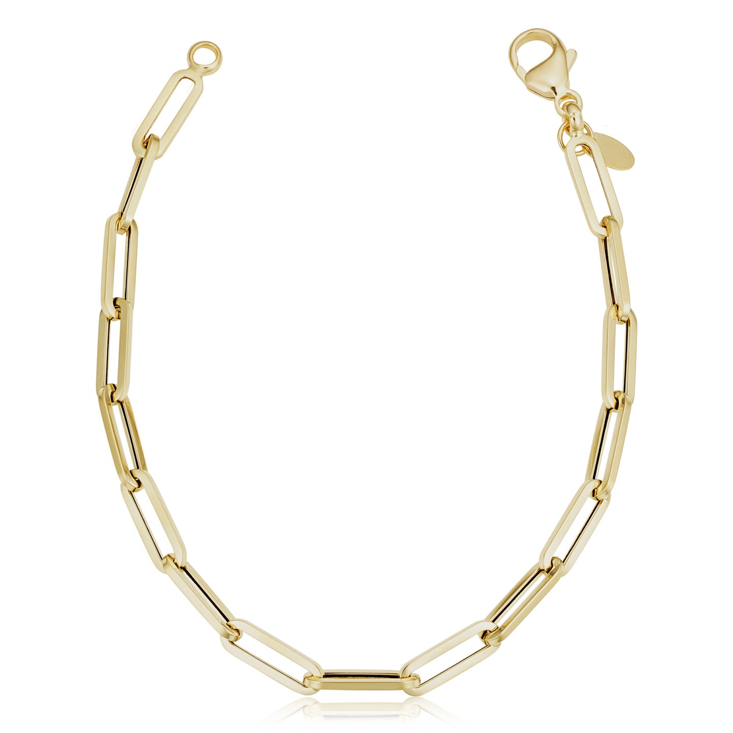 7.5" Yellow Gold Paperclip Bracelet