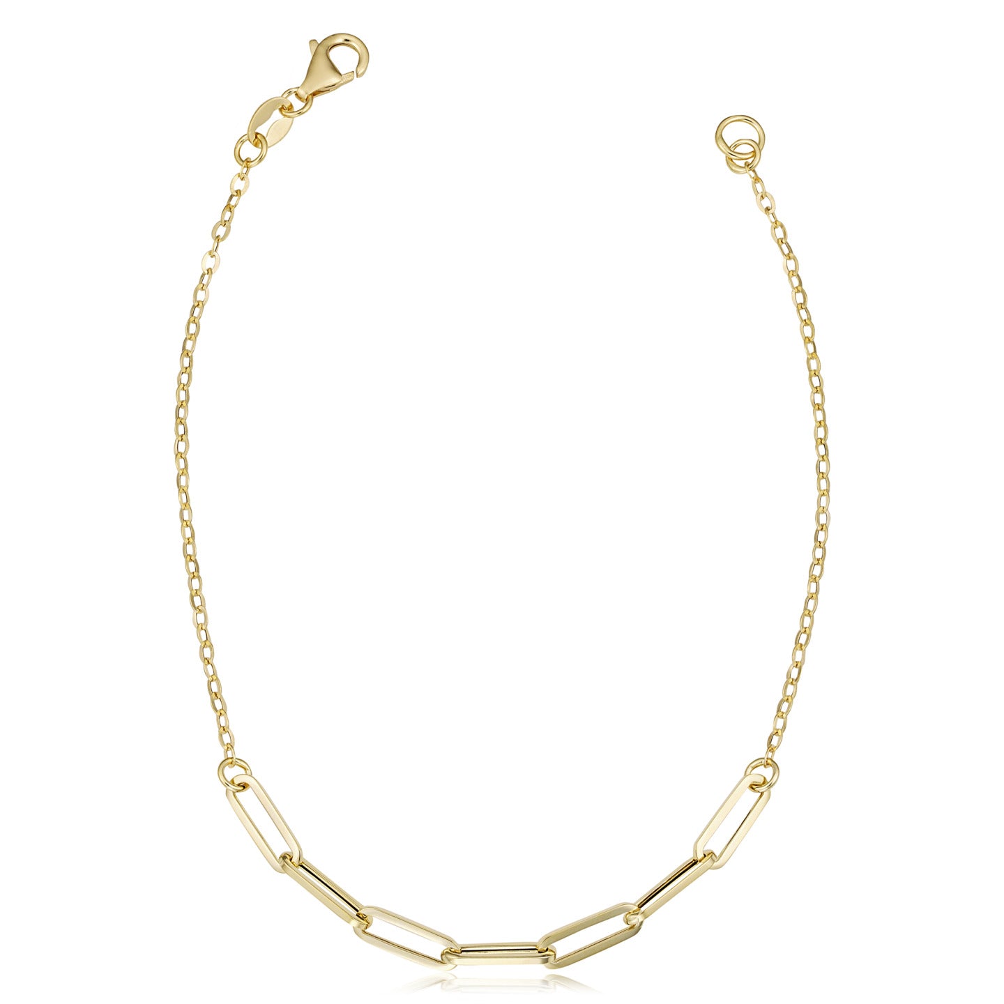 Yellow Gold Mixed Link Paperclip Bracelet