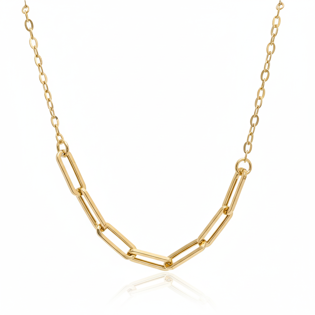 Golden Paperclip Link Necklace