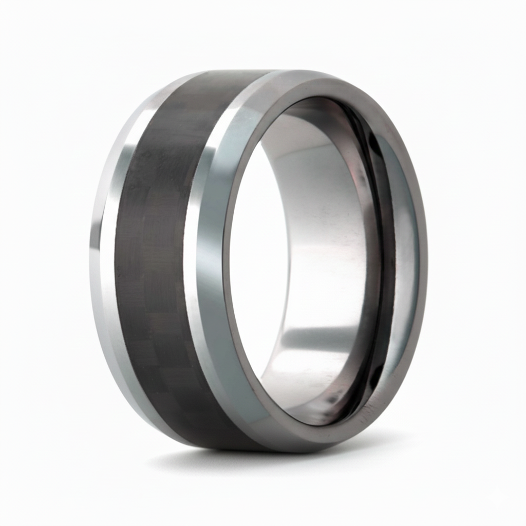 Heavy Stone® Checkered Carbon Fiber Tungsten Men's Band