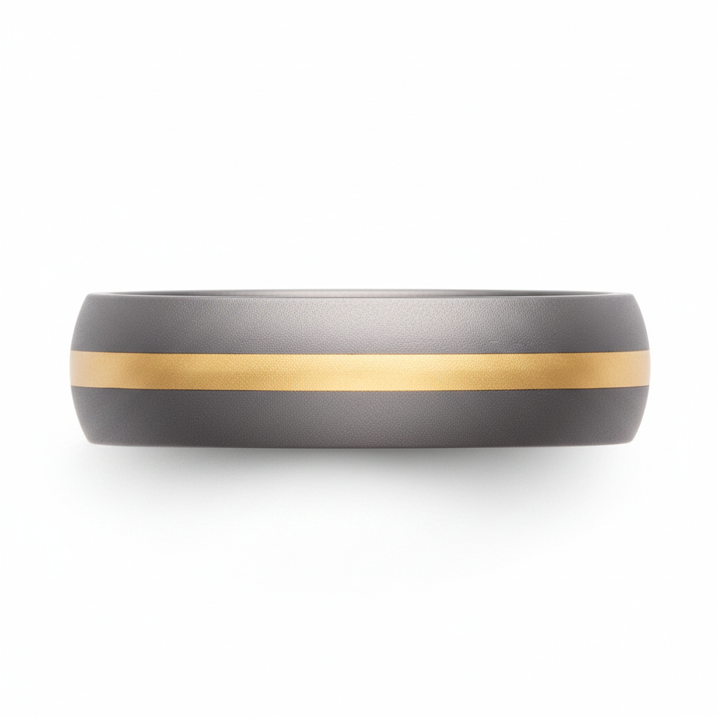 Heavy Stone® Yellow Gold Pinstripe Tantalum Men’s Band