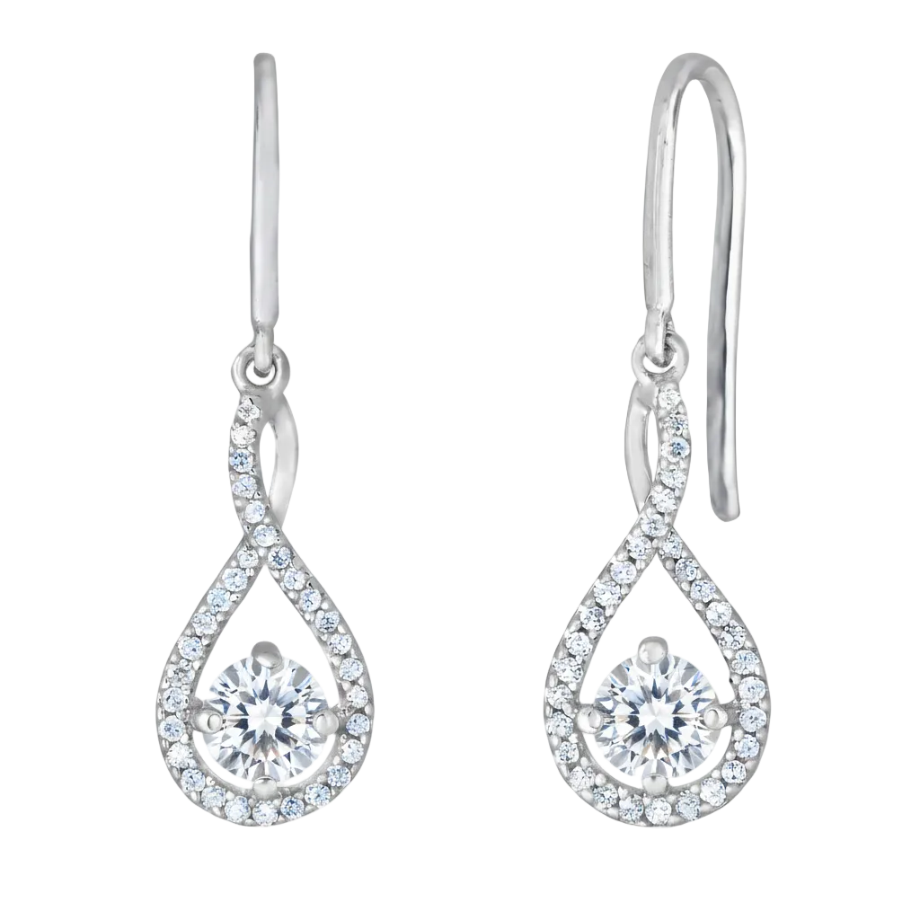 Veildrop White Topaz Twist Earrings