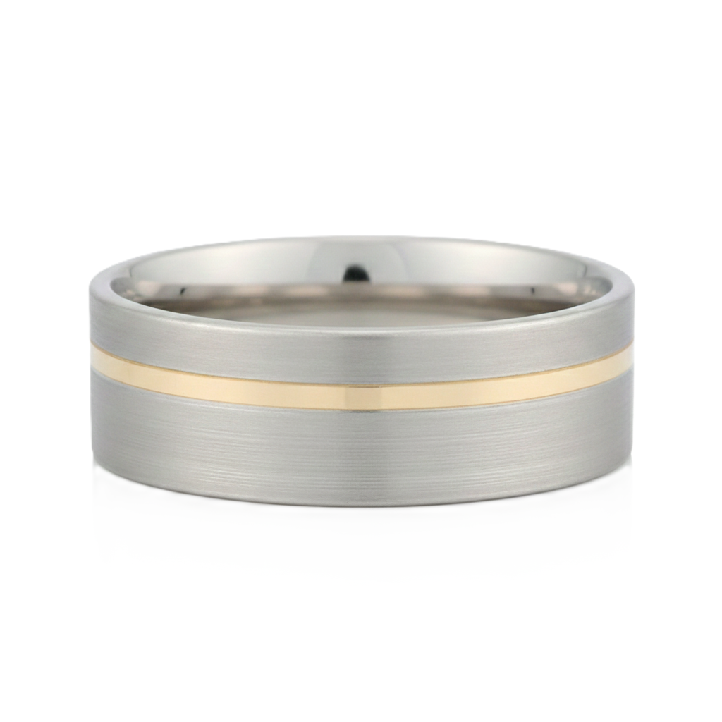 Heavy Stone® Yellow Gold Pinstripe Cobalt Men's Band