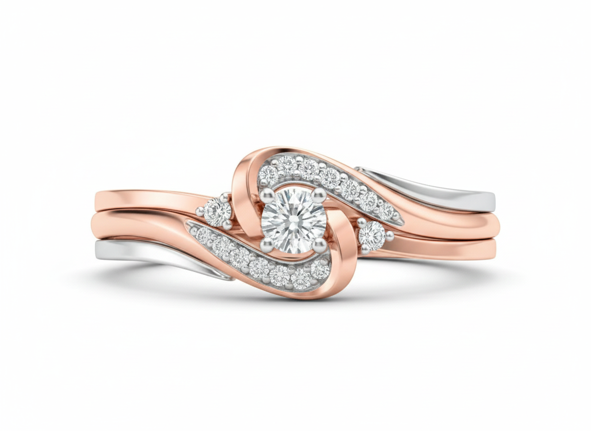 Two Hearts® Rosé Round Harmony Bridal Set