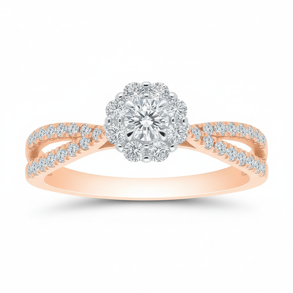 Two Hearts® Blush Bloom Round Diamond Engagement Ring