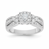 Two Hearts® Brilliant Cluster Round Diamond Engagement Ring
