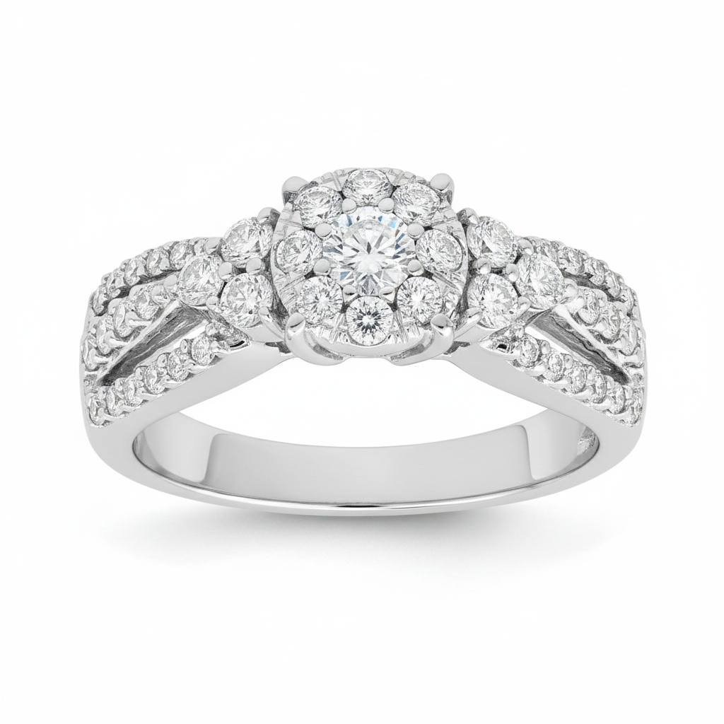 Two Hearts® Brilliant Cluster Round Diamond Engagement Ring