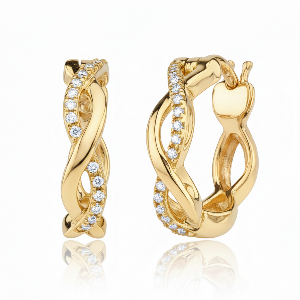 Twistweave Diamond Hoops