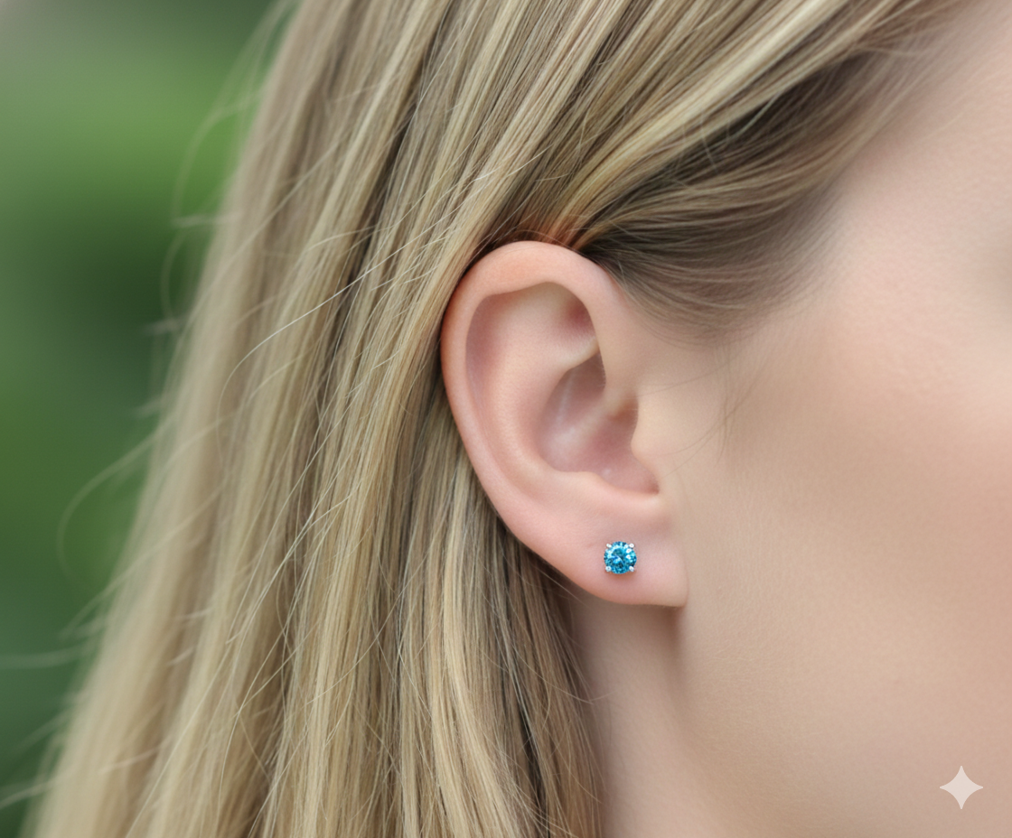Polar Light Blue Topaz 10K Stud Earrings